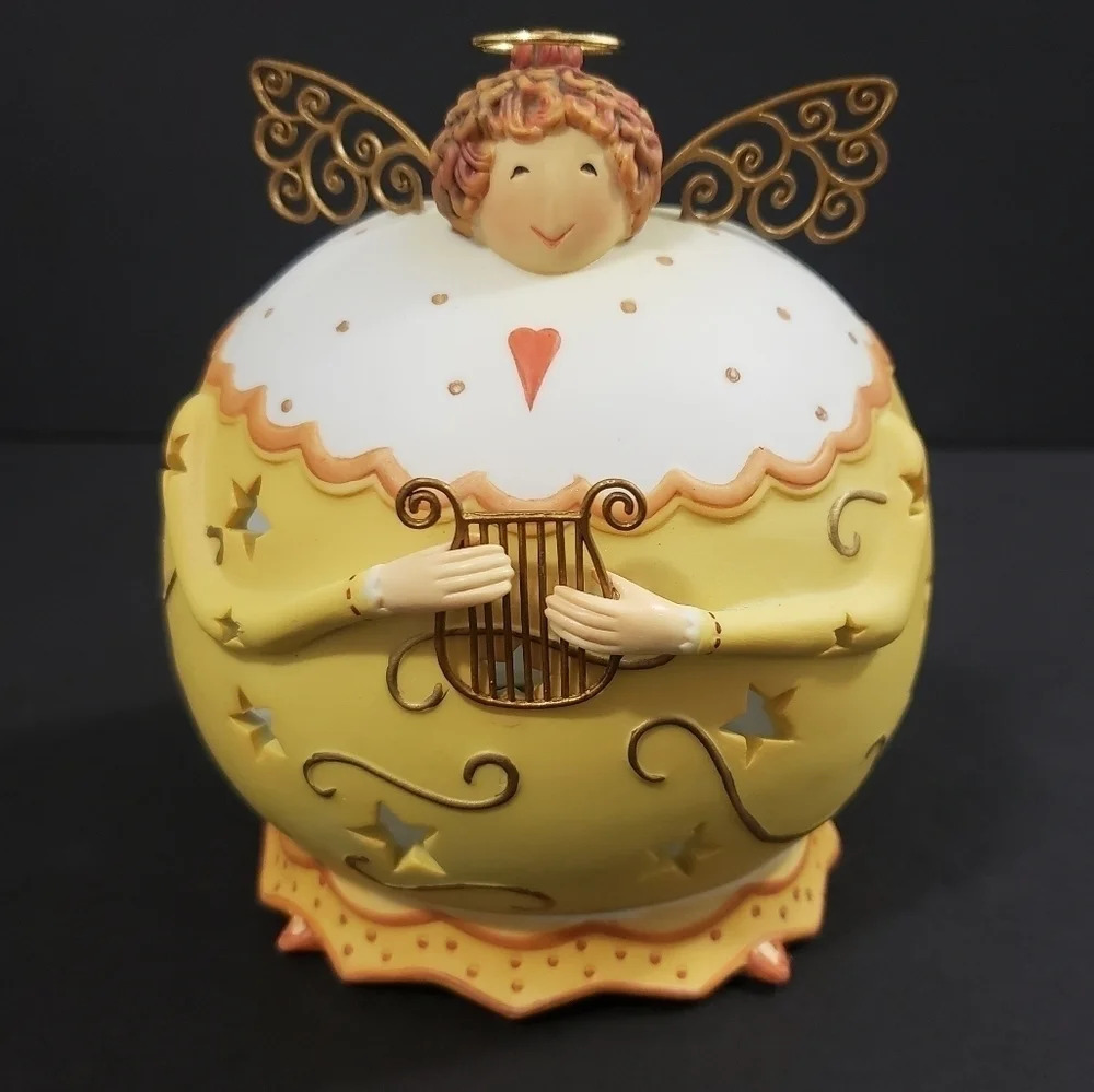 ROLY Poly Harp Angel Tealight Candle Holder By Party Light Yellow Candle Holder